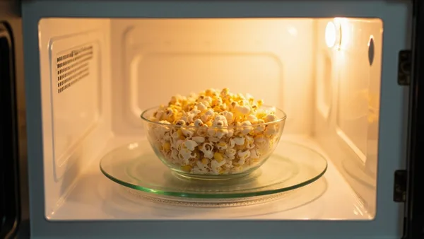 KI-Inhalt 'Popcorn in Mikrowelle' von Autor Zavodov
