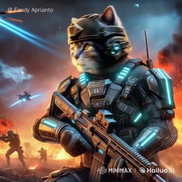 AI-контент «Боевой Кот» от автора Zavodov